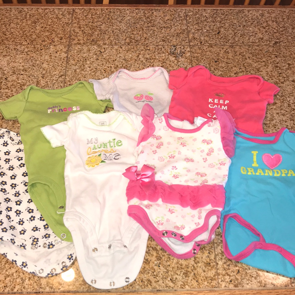 Lot Of 7 Baby Girl Onesies